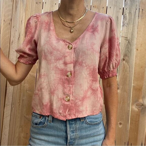 H&M tie dyed button front blouse size 3XS - Picture 2 of 4